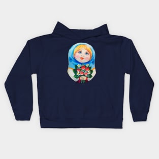 Matrioska. Blonde young girl Kids Hoodie